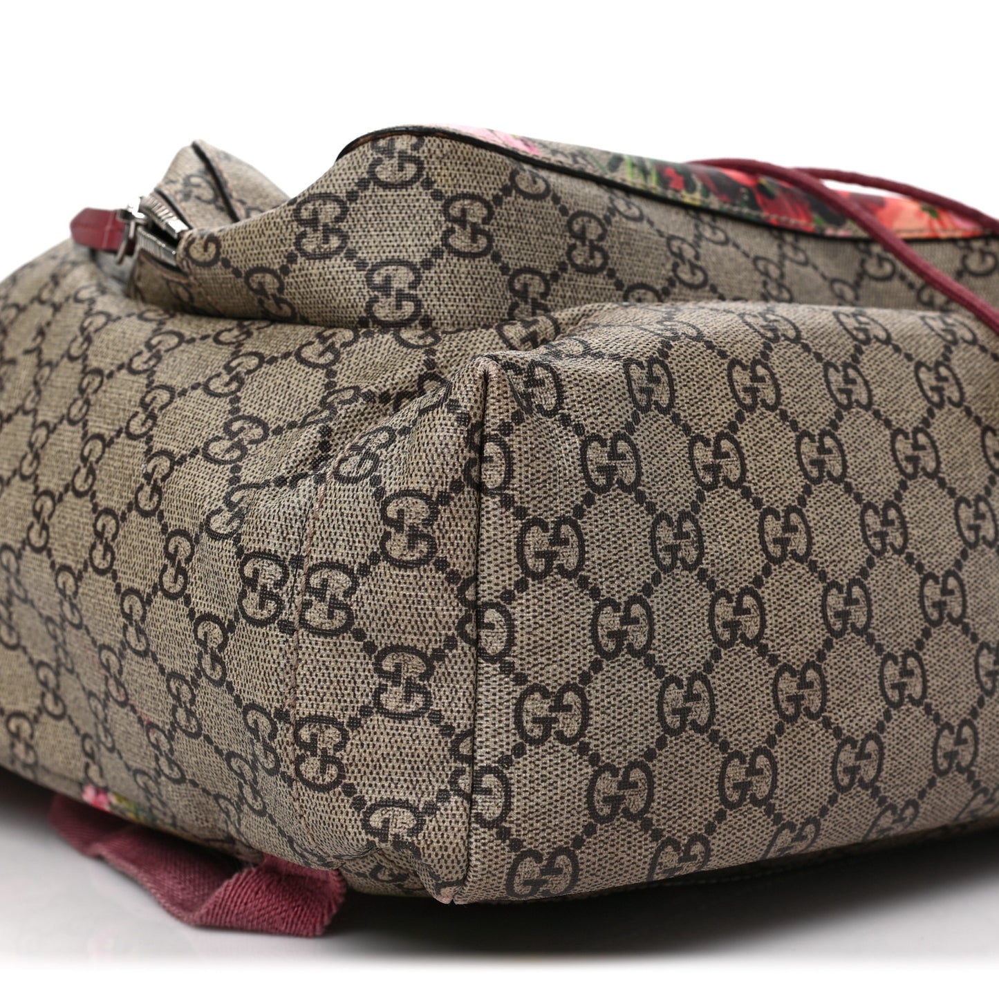 GG Supreme Monogram Blooms Medium Single Buckle Backpack Beige Multicolor Dry Rose