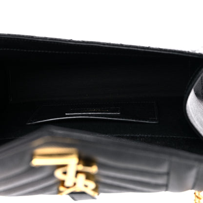Saint Laurent Grain De Poudre Textured Mixed Matelasse Triquilt Small Monogram Satchel Black 5 of 14