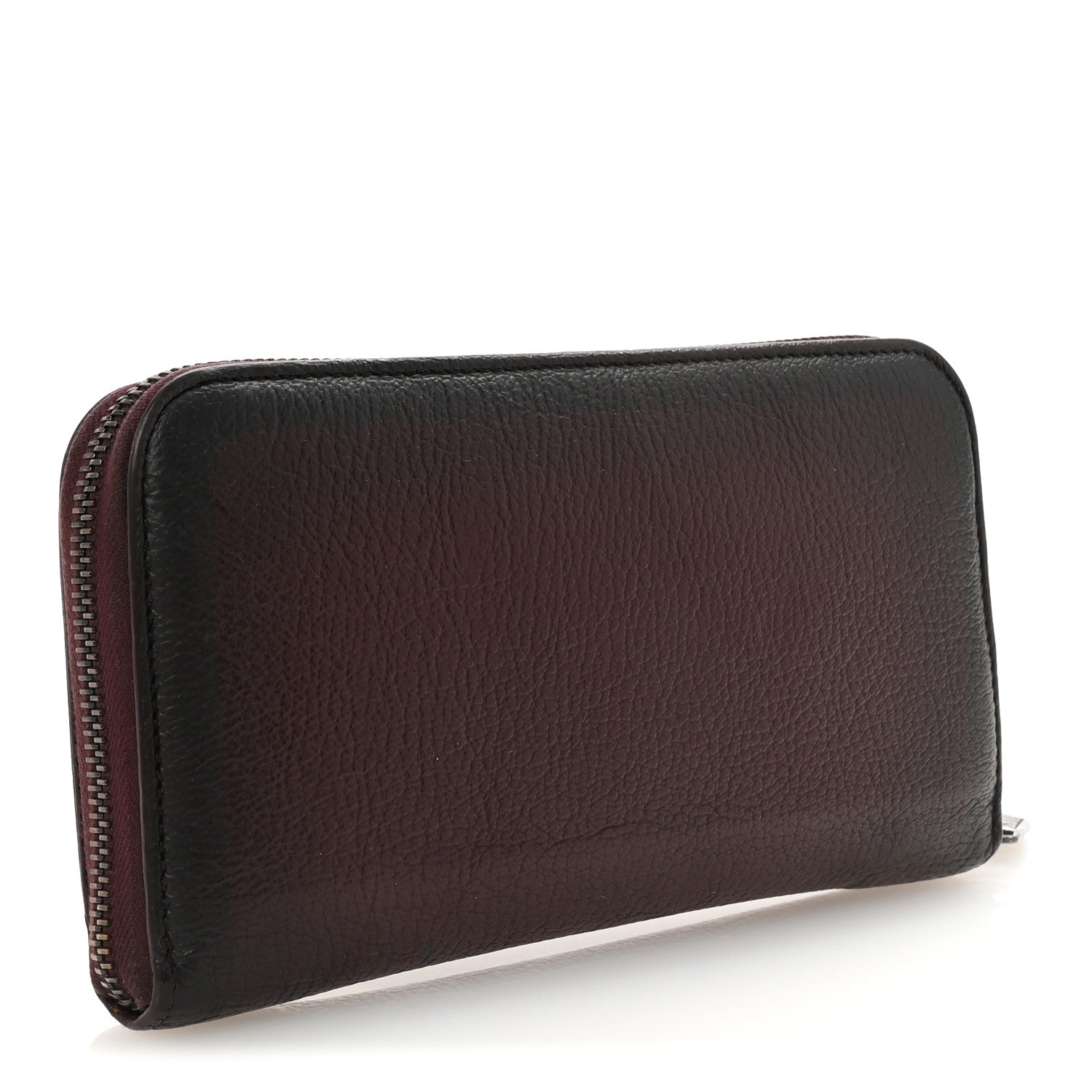 Bottega Veneta Grained Calfskin Zip Around Wallet Burgundy Black 3 of 7