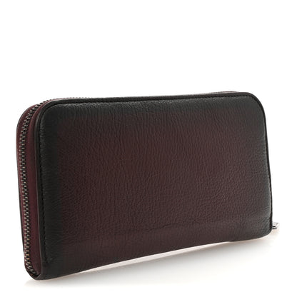 Bottega Veneta Grained Calfskin Zip Around Wallet Burgundy Black 3 of 7