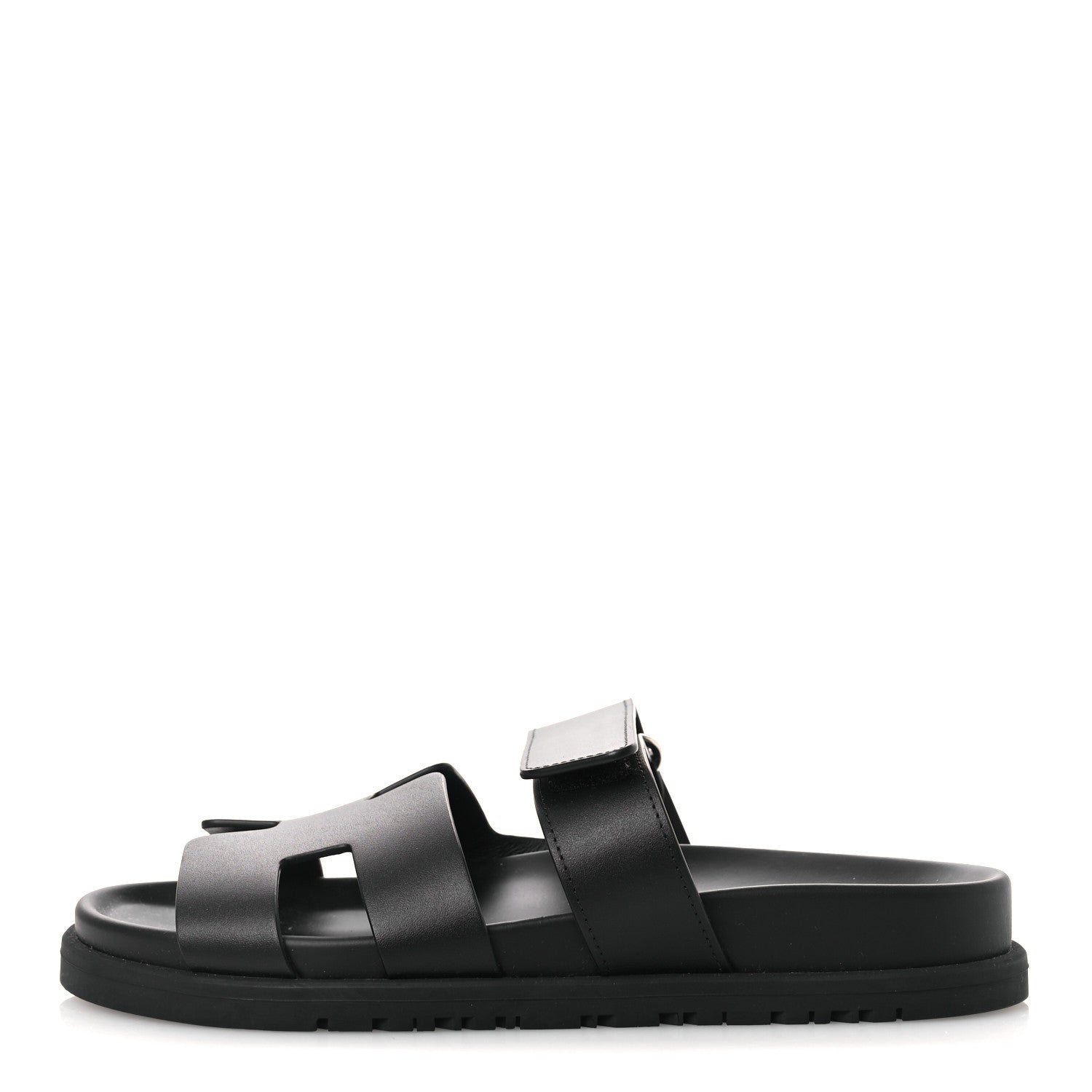 Hermes Calfskin Womens Chypre Sandals 36 Black 1 of 9