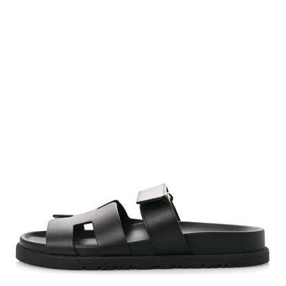 Hermes Calfskin Womens Chypre Sandals 36 Black 1 of 9