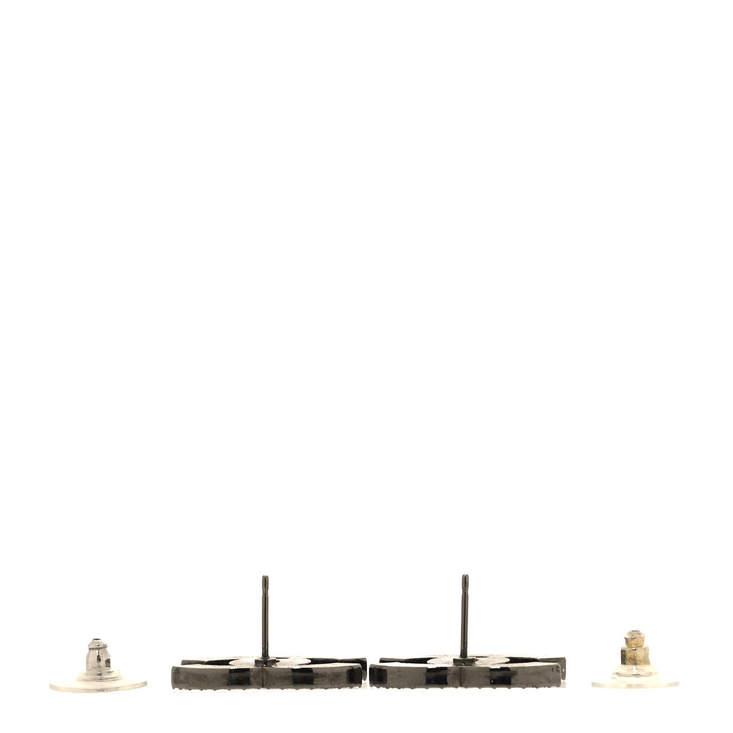 Chanel Enamel Crystal CC Earrings Black Silver 3 of 4