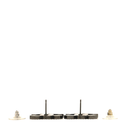 Chanel Enamel Crystal CC Earrings Black Silver 3 of 4