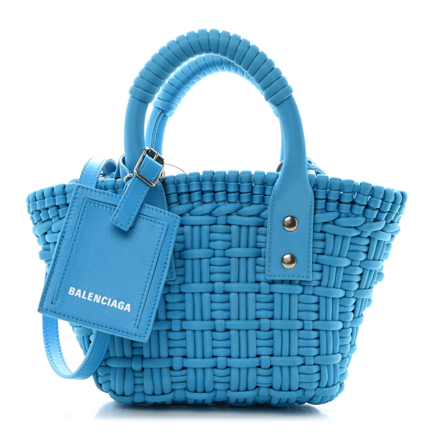 Recycled Nylon Faux Calfskin XXS Bistro Basket Turquoise Blue