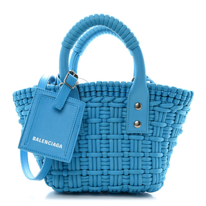 Balenciaga Recycled Nylon Faux Calfskin XXS Bistro Basket Turquoise Blue 1 of 10