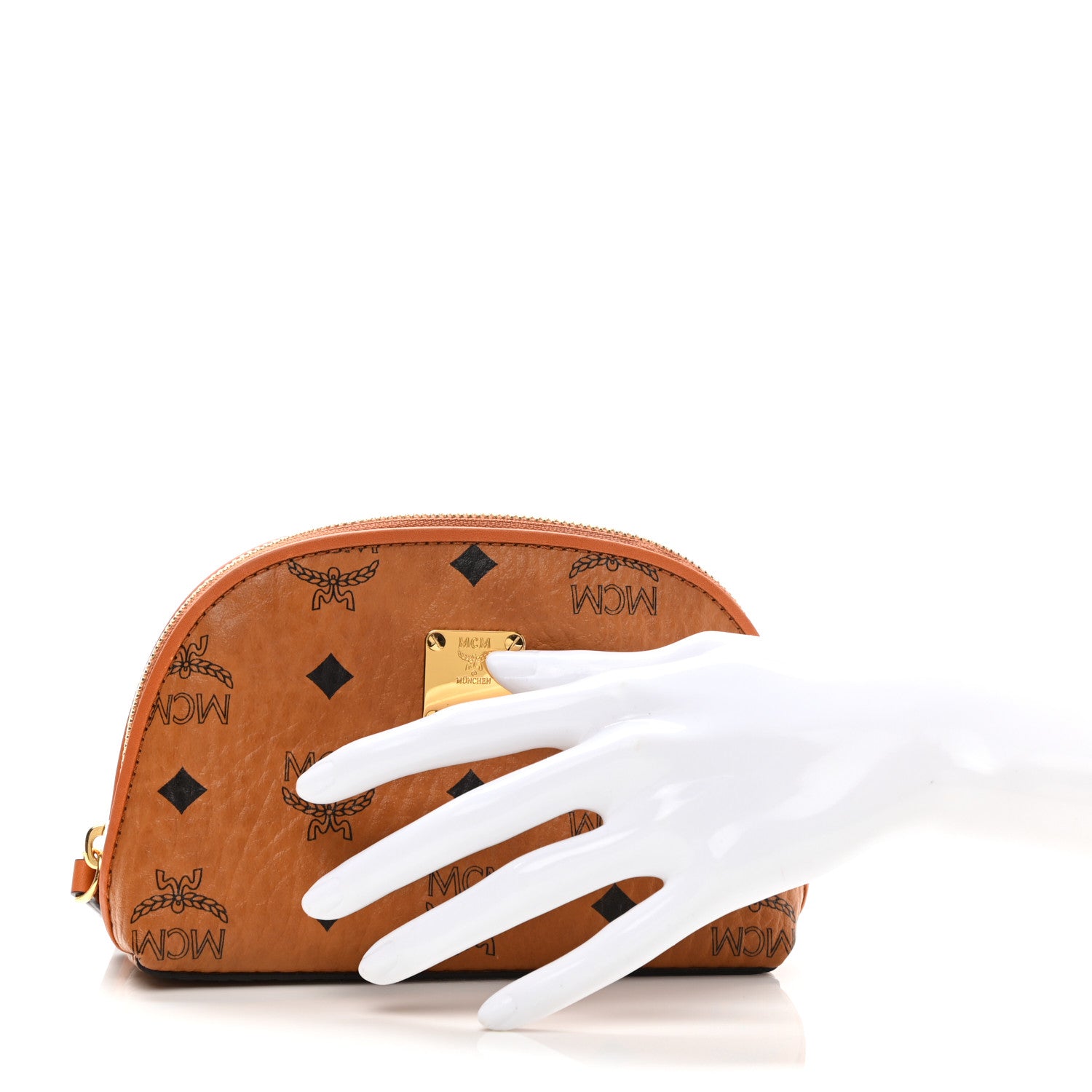 MCM Visetos Heritage Medium Cosmetic Pouch Cognac 3 of 8