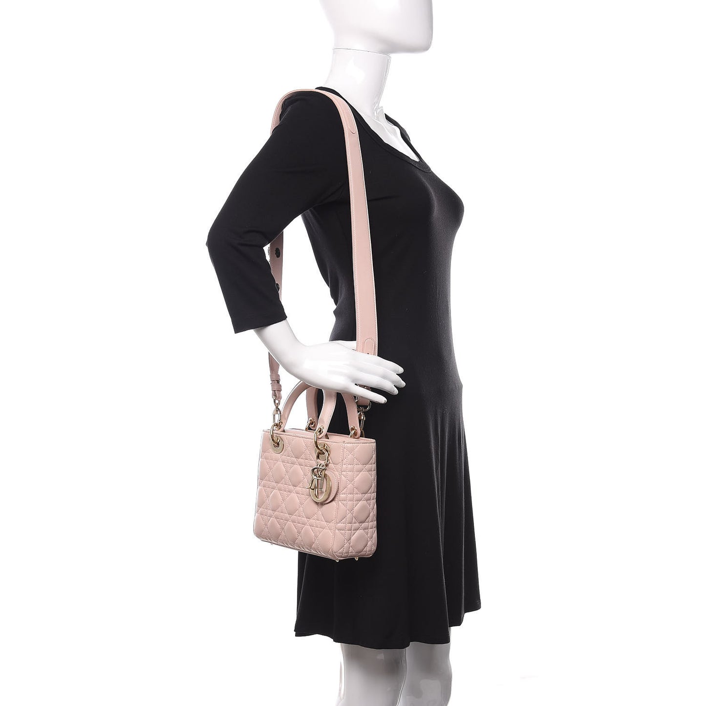Lambskin Cannage Small Lucky Badges My Lady Dior Pink