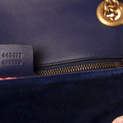 Gucci Velvet Matelasse Deer Embroidered Small GG Marmont Shoulder Bag Cobalt 10 of 10