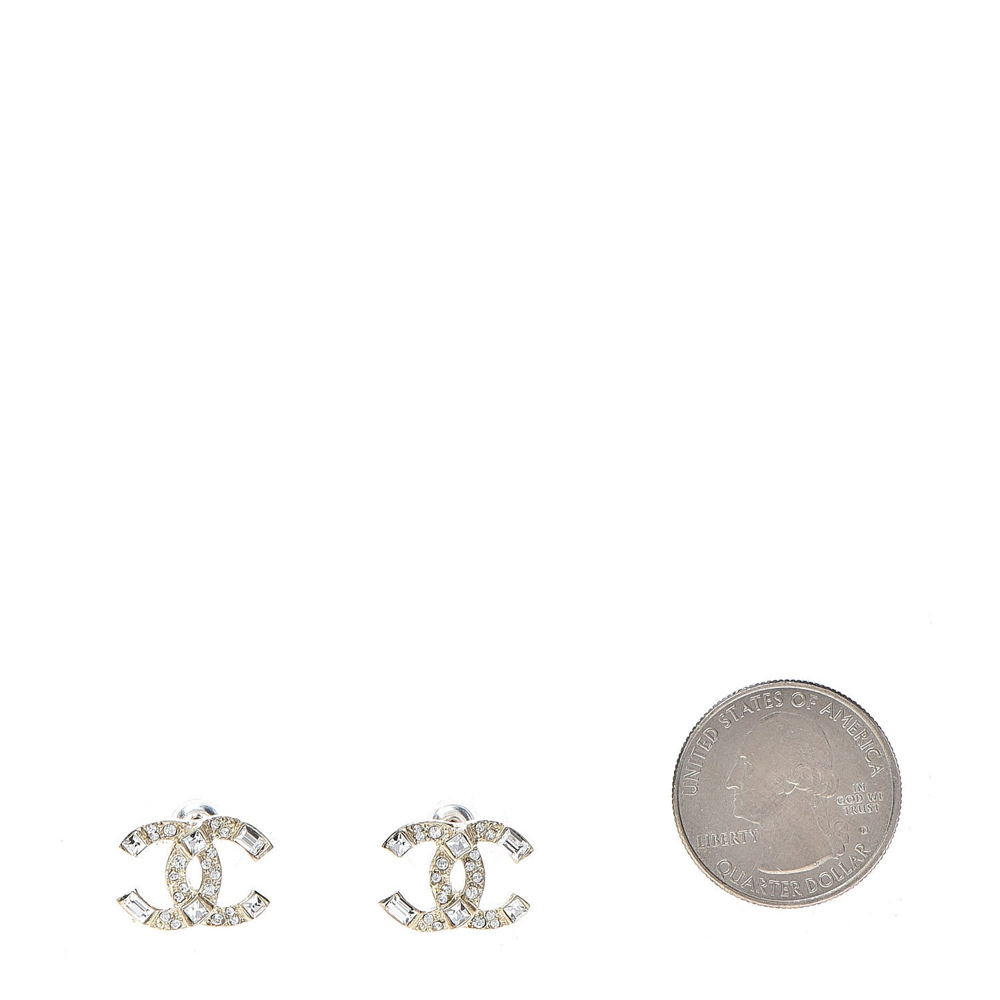 Crystal Baguette CC Earrings Gold