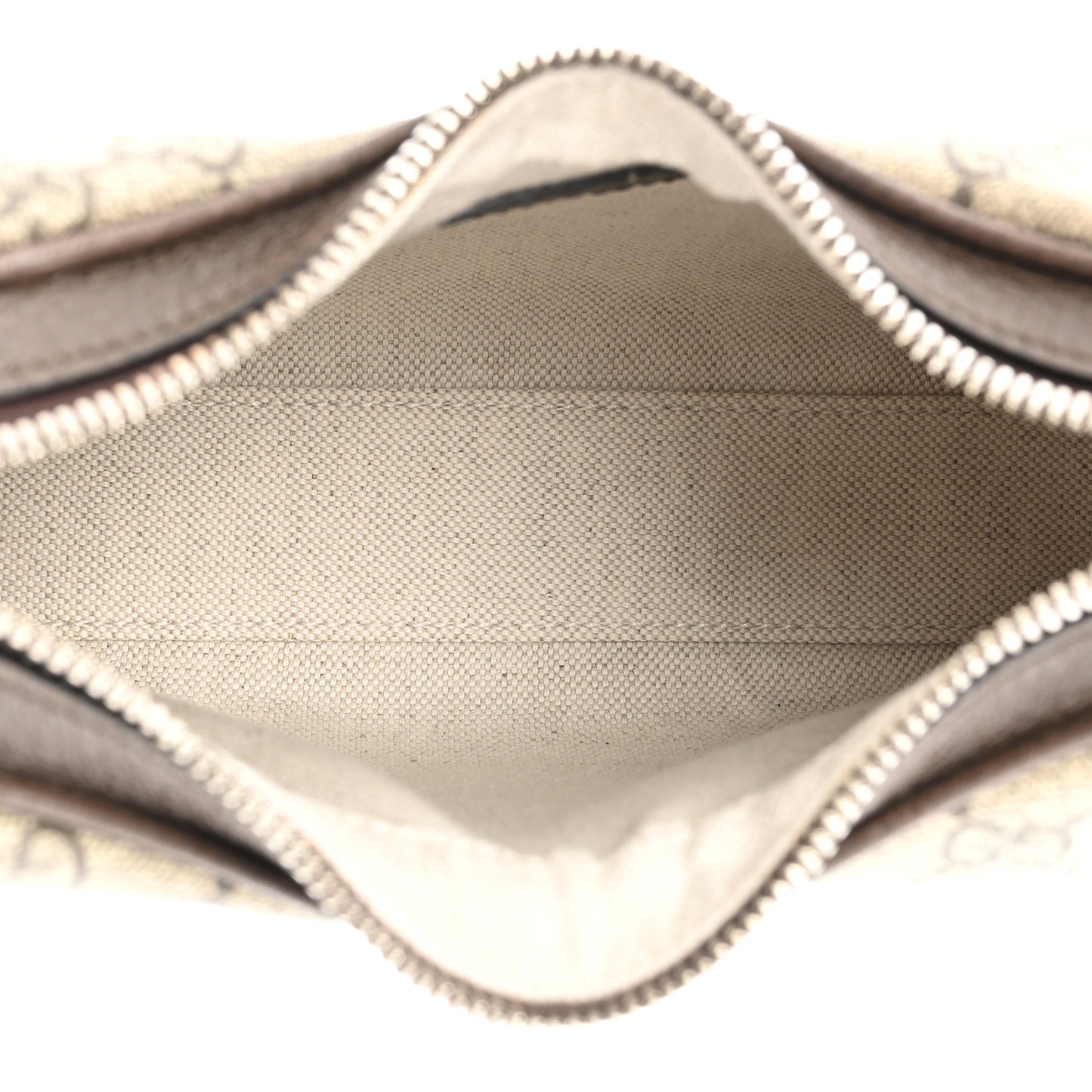 GG Supreme Monogram Textured Calfskin Web Small Attache Shoulder Bag Beige Ebony New Acero