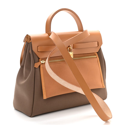 Hermes Vache Hunter Toile Herbag Zip 31 PM Etoupe Dune Fauve 4 of 12