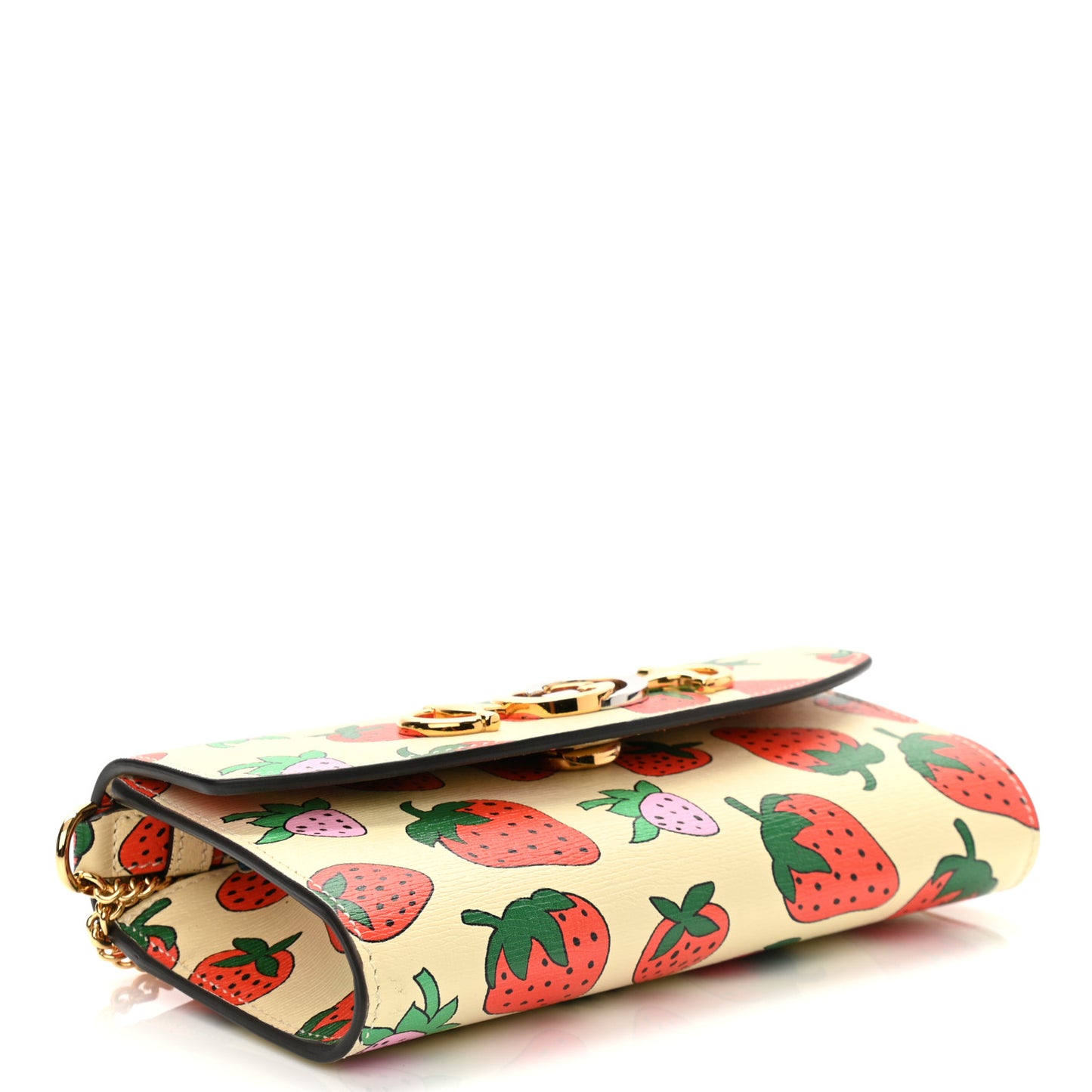 Calfskin Strawberry Print Mini Zumi Shoulder Bag Ivory Red