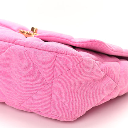 Chanel Denim Quilted Large Chanel 19 Flap Neon Pink 10 of 10
