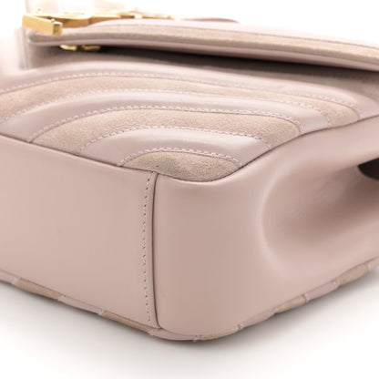 Saint Laurent Calfskin Suede Matelasse Chevron Medium Monogram College Bag Rose Poudre 11 of 11