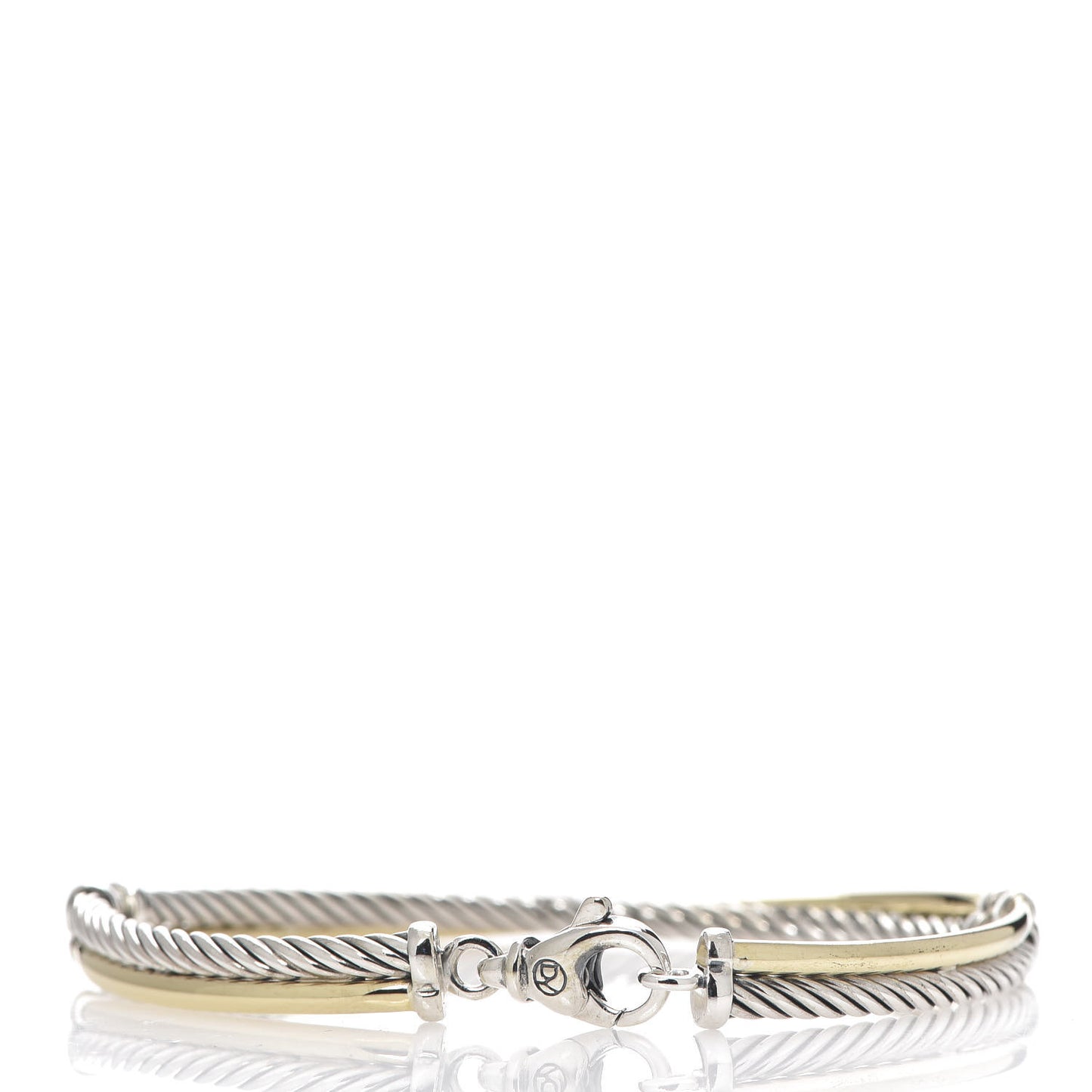 Sterling Silver 18K Yellow Gold 3mm Crossover Bracelet