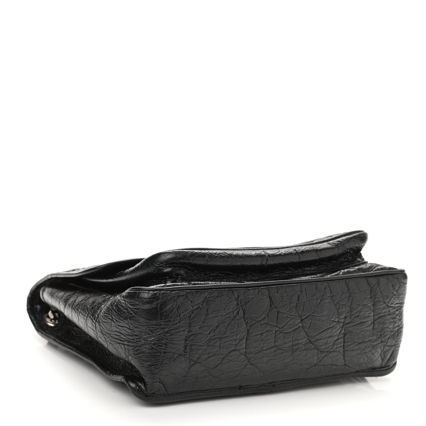 Crinkled Calfskin Matelasse Monogram Medium Niki Chain Satchel Black