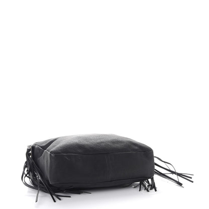 Lanvin Calfskin Tribale Fringe Shoulder Bag Black 4 of 8
