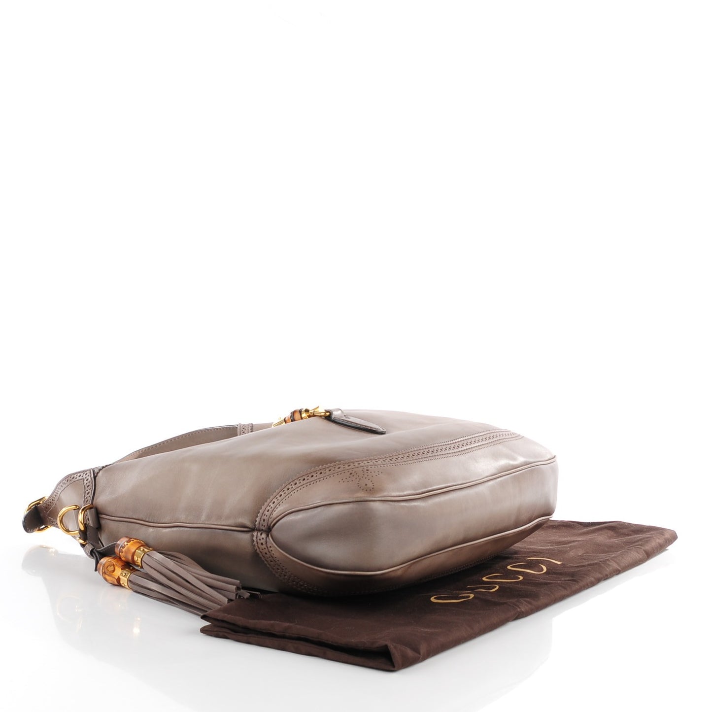 Calfskin Duilio Brogue Large New Jackie Shoulder Bag Grey