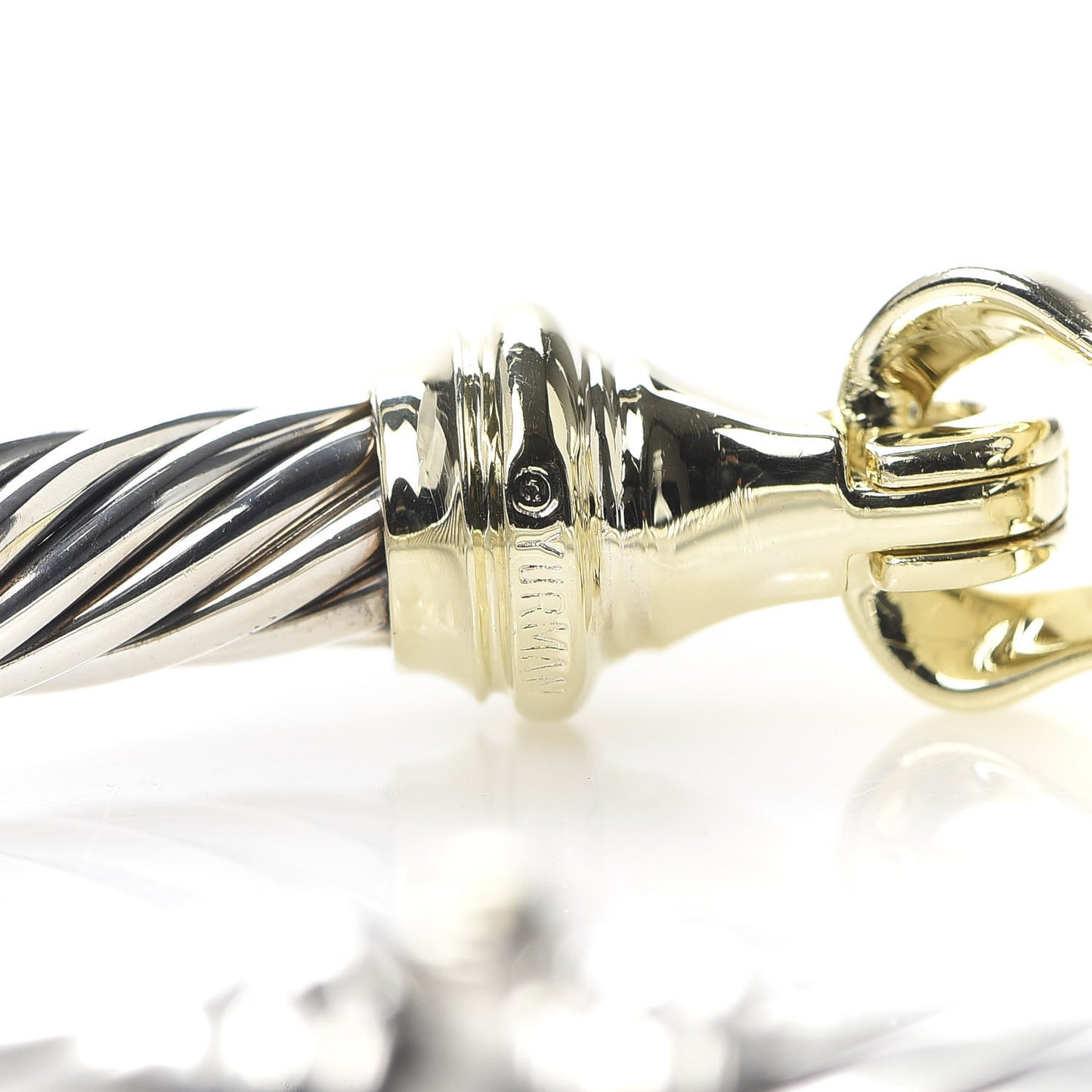 Sterling Silver 14K Yellow Gold 7mm Cable Classic Buckle Bracelet