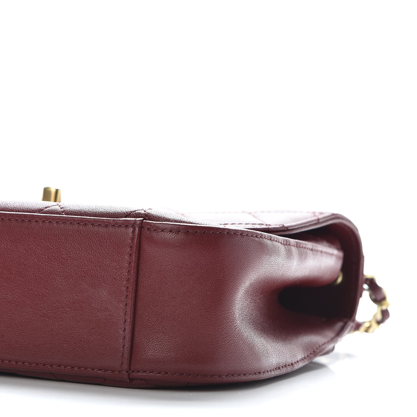 Lambskin Quilted Chain Infinity Top Handle Flap Burgundy