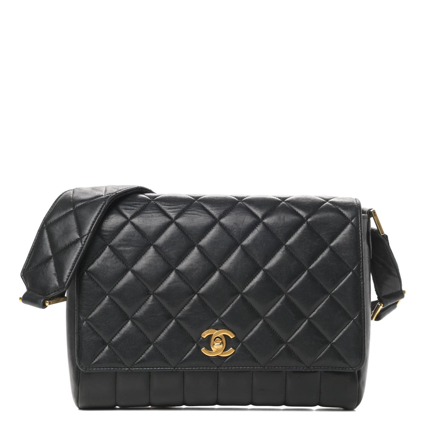 Lambskin Quilted CC Flap Shoulder Bag Black