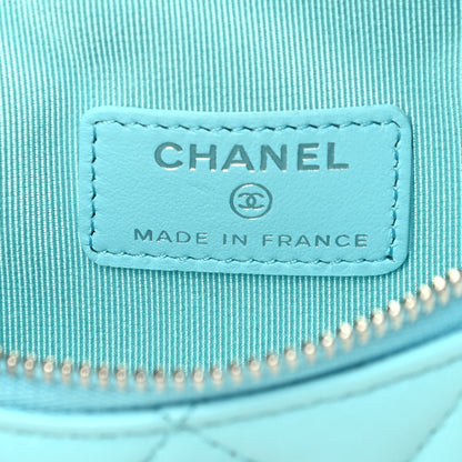 Chanel Lambskin Quilted Arm Coin Purse Neon Blue 6 of 7