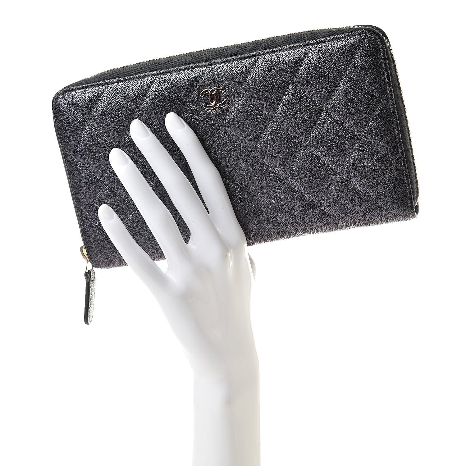 Chanel Iridescent Caviar Quilted Large Zip Around Organizer Wallet Black 2 of 9