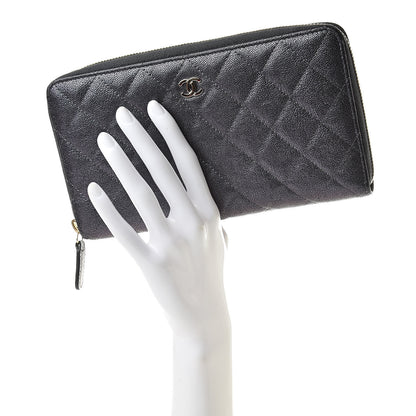 Chanel Iridescent Caviar Quilted Large Zip Around Organizer Wallet Black 2 of 9