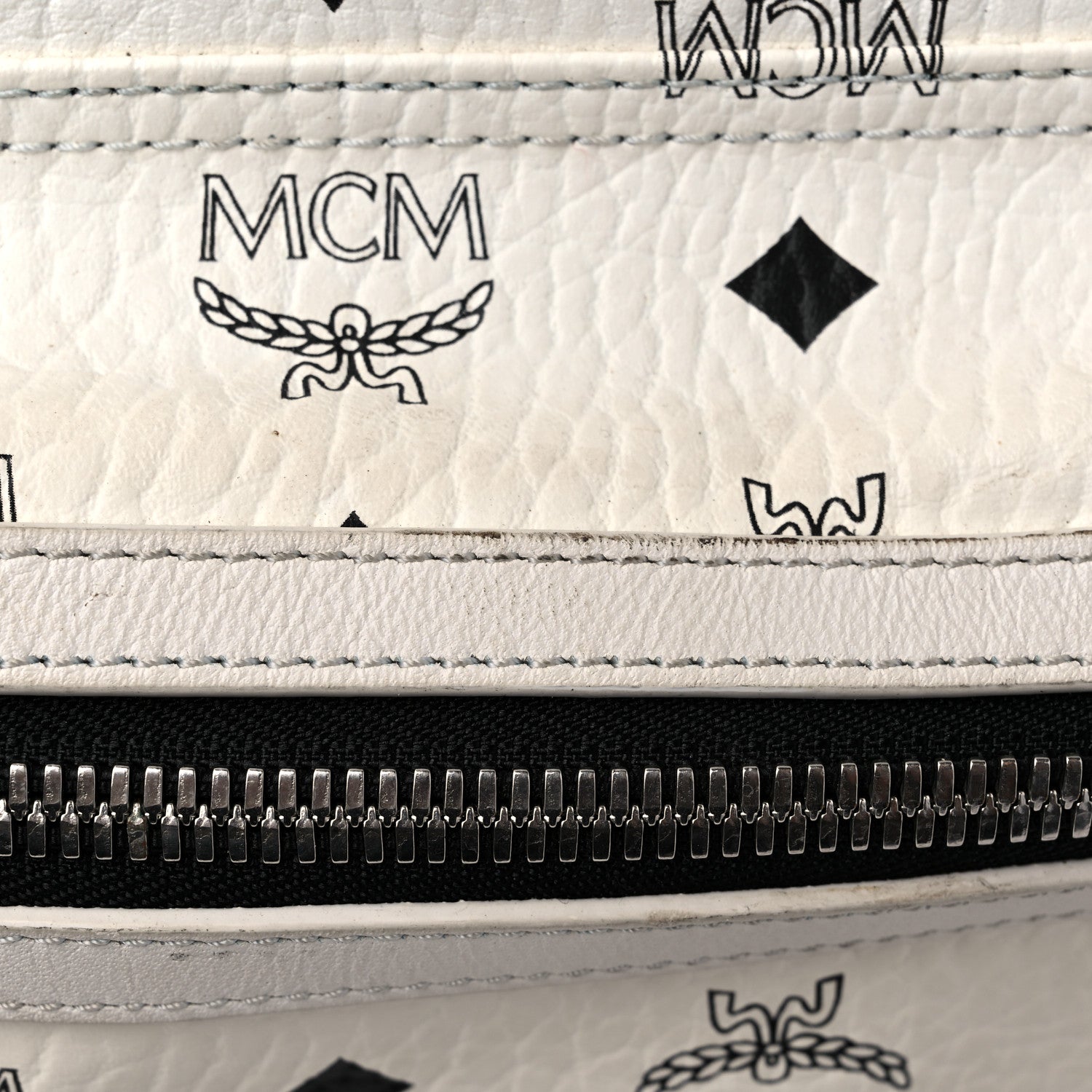 MCM Visetos Medium Side Studs Stark Backpack White 13 of 15