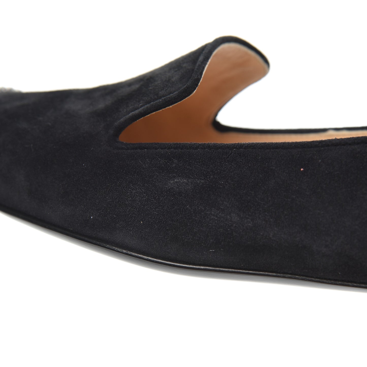 Suede Cap Toe Chain Moccasin Loafers 39 Black