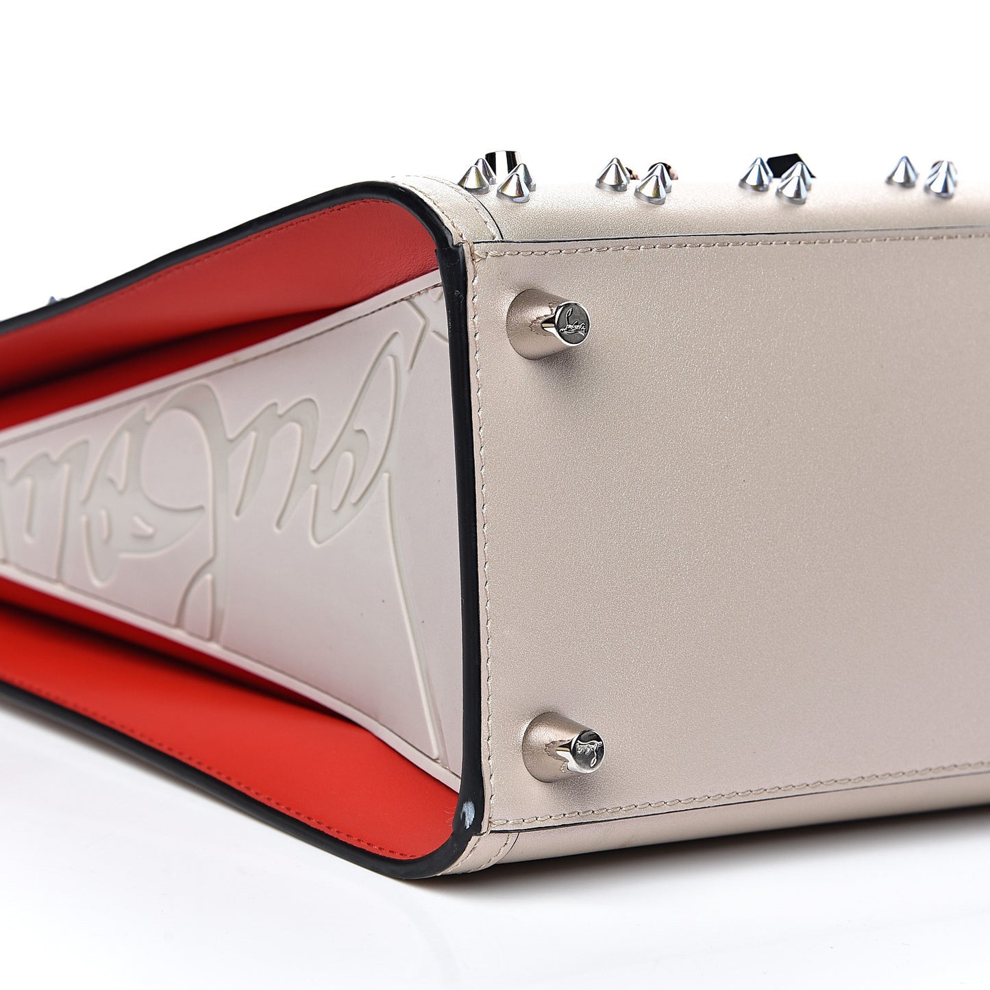 Calfskin Spikes Loubinthesky Medium Paloma Nude Platine