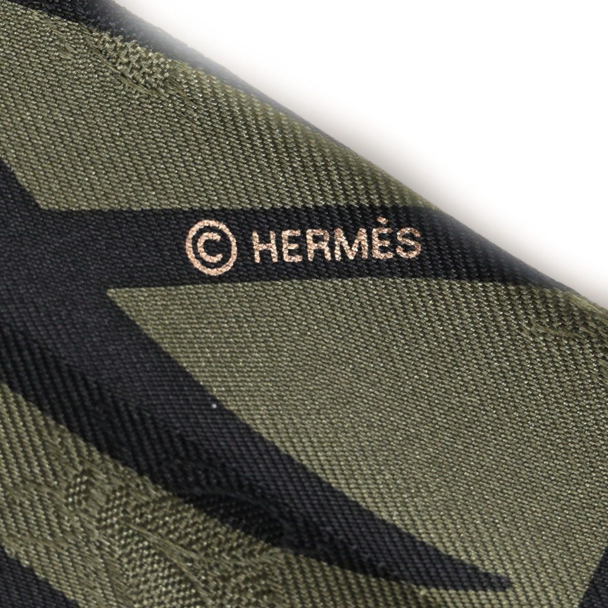Hermes Silk Calfskin Bouquet Final Fringed Twilly Vert Loden Black 4 of 7