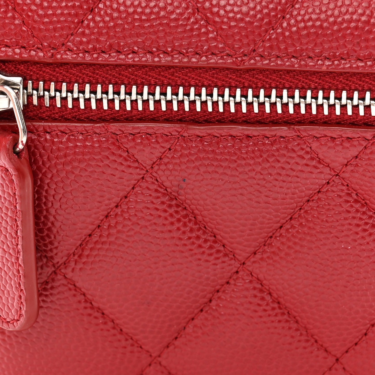 Caviar Quilted Compact Flap Wallet Dark Red