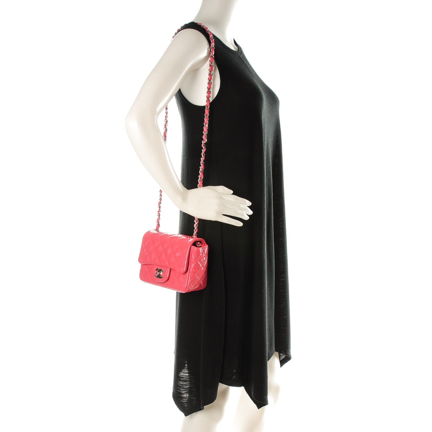 Chanel Patent Quilted Mini Square Flap Pink 2 of 7