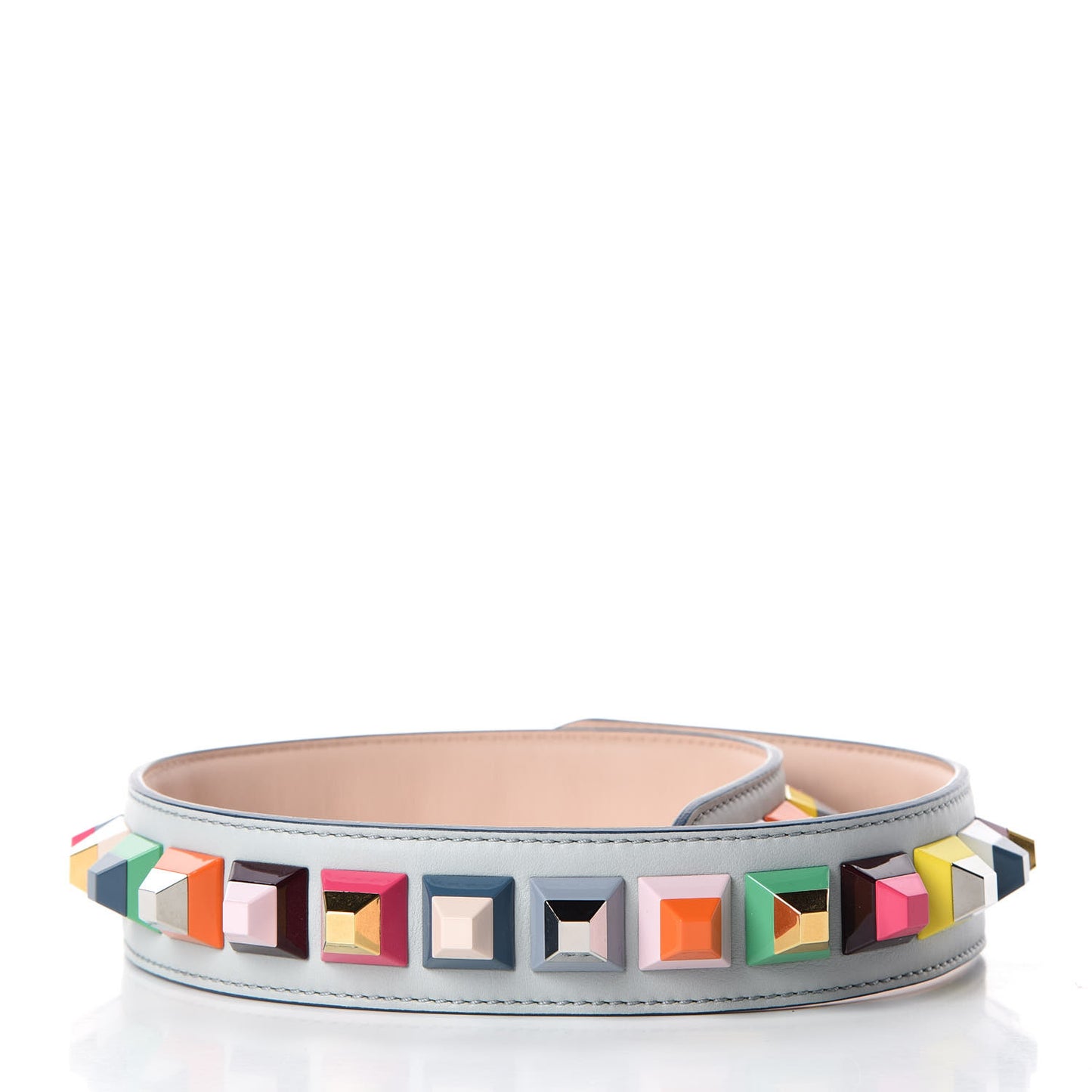Vitello Dolce Plexiglass Bi-Color Studded Strap You Grigio Perla Plaster Multicolor
