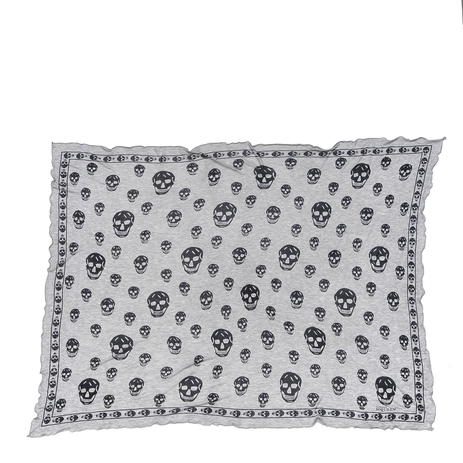 Alexander McQueen Modal Skull Scarf Grey Black 3 of 4