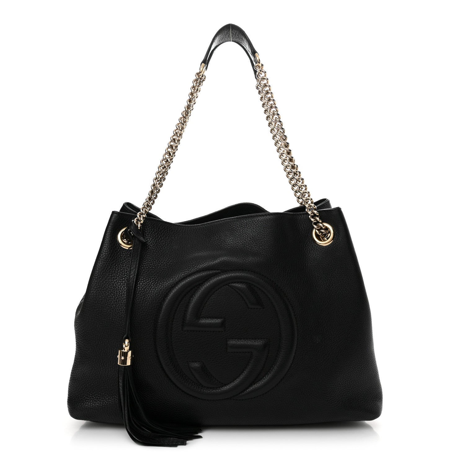 Gucci Pebbled Calfskin Medium Soho Chain Shoulder Bag Black 1 of 14