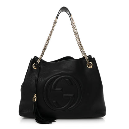 Gucci Pebbled Calfskin Medium Soho Chain Shoulder Bag Black 1 of 14