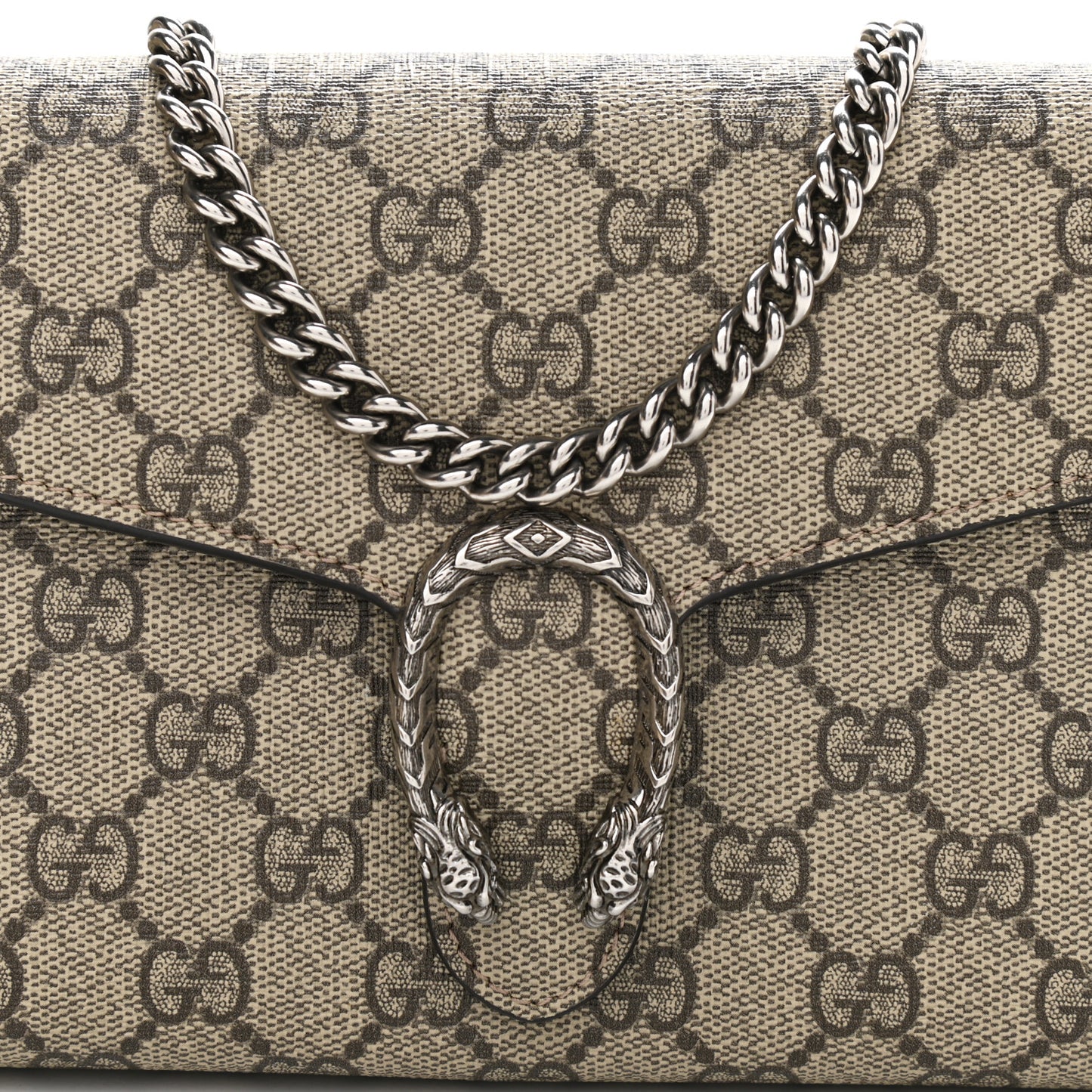 GG Supreme Monogram Mini Dionysus Chain Wallet Beige Taupe