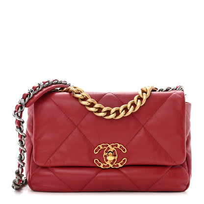 Chanel Goatskin Quilted Medium Chanel 19 Flap Red 1 of 10