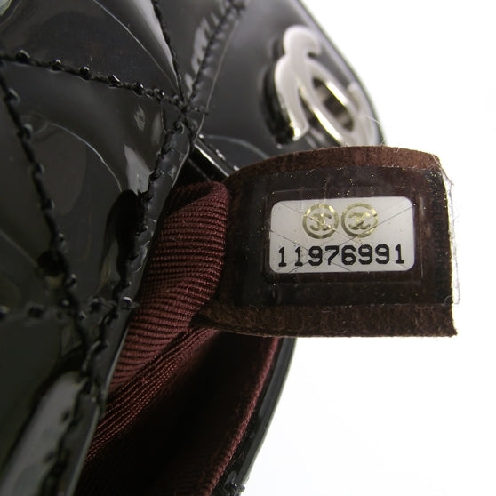 Patent Quilted Secret Label Medium Flap Black