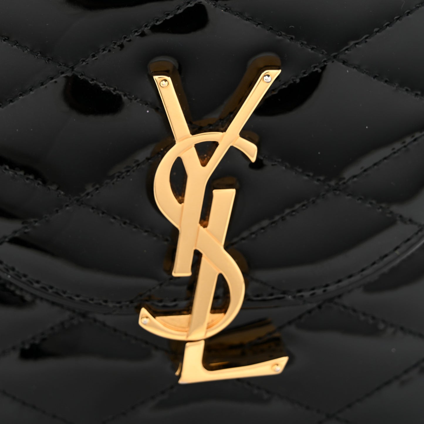 Patent Matelasse Monogram June Box Bag Black
