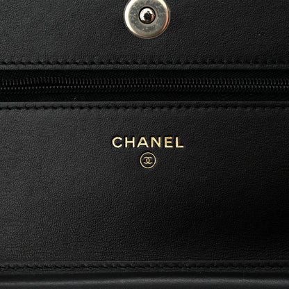 Chanel Tweed Quilted Wallet On Chain WOC Black Ecru White 6 of 11