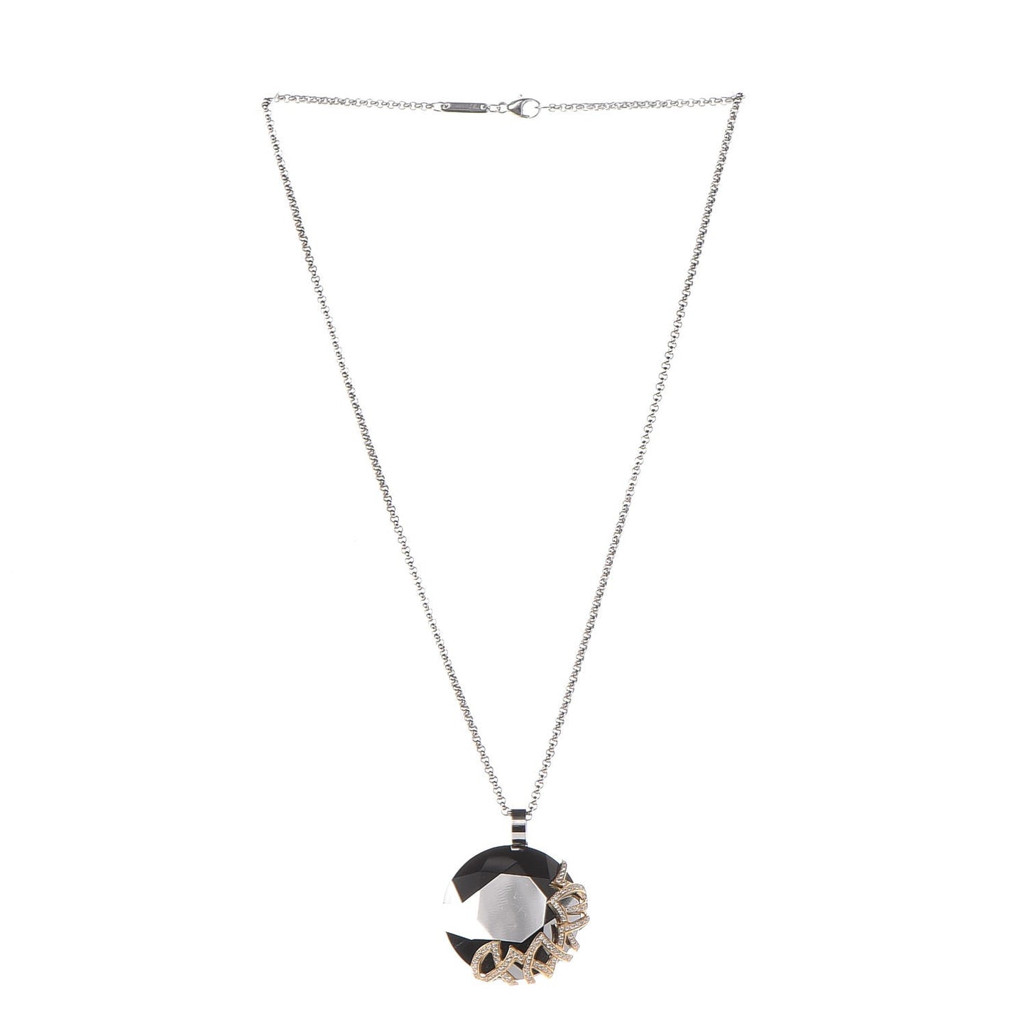 18K Yellow White Gold Diamond Chrome Necklace
