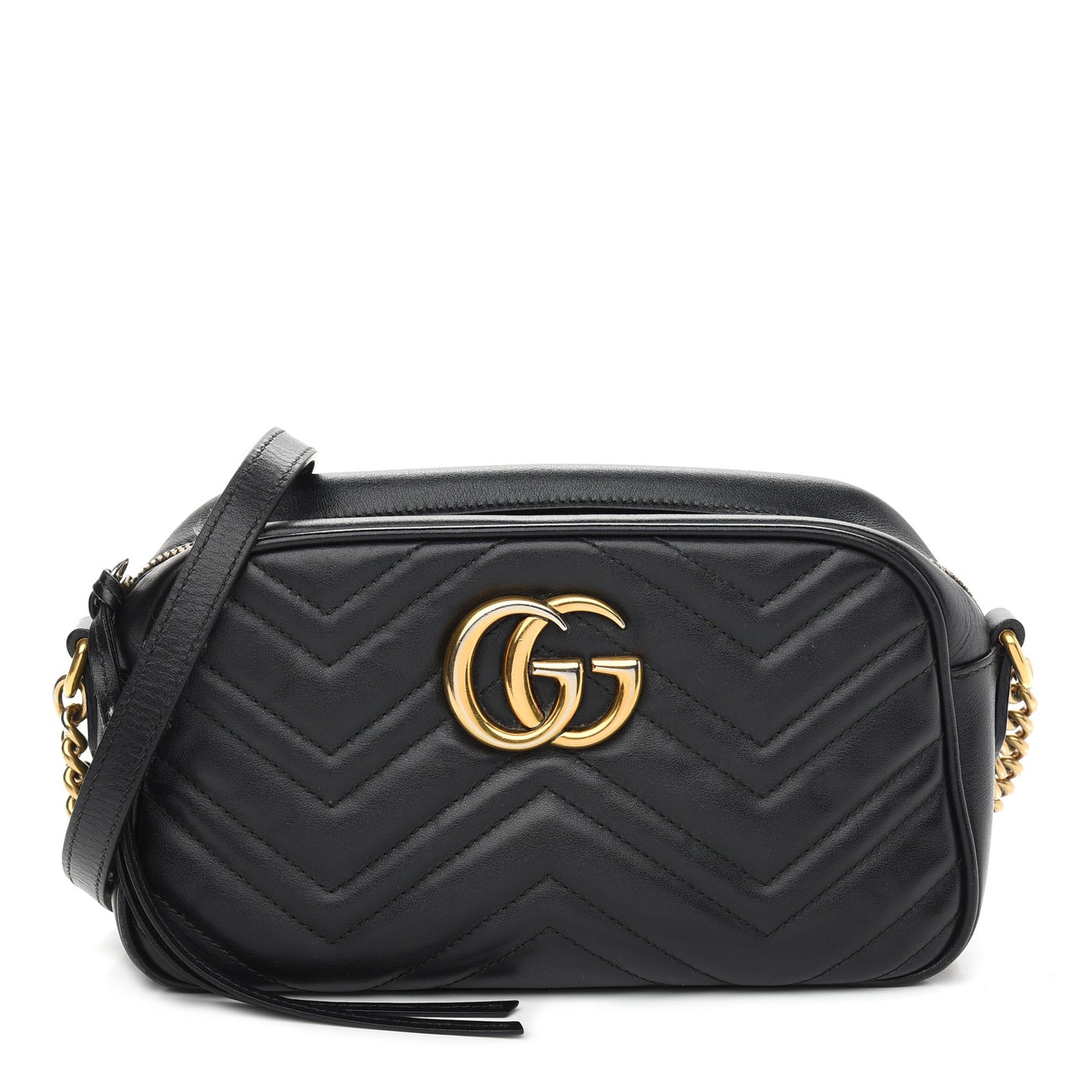 Calfskin Matelasse Small GG Marmont Chain Shoulder Bag Black