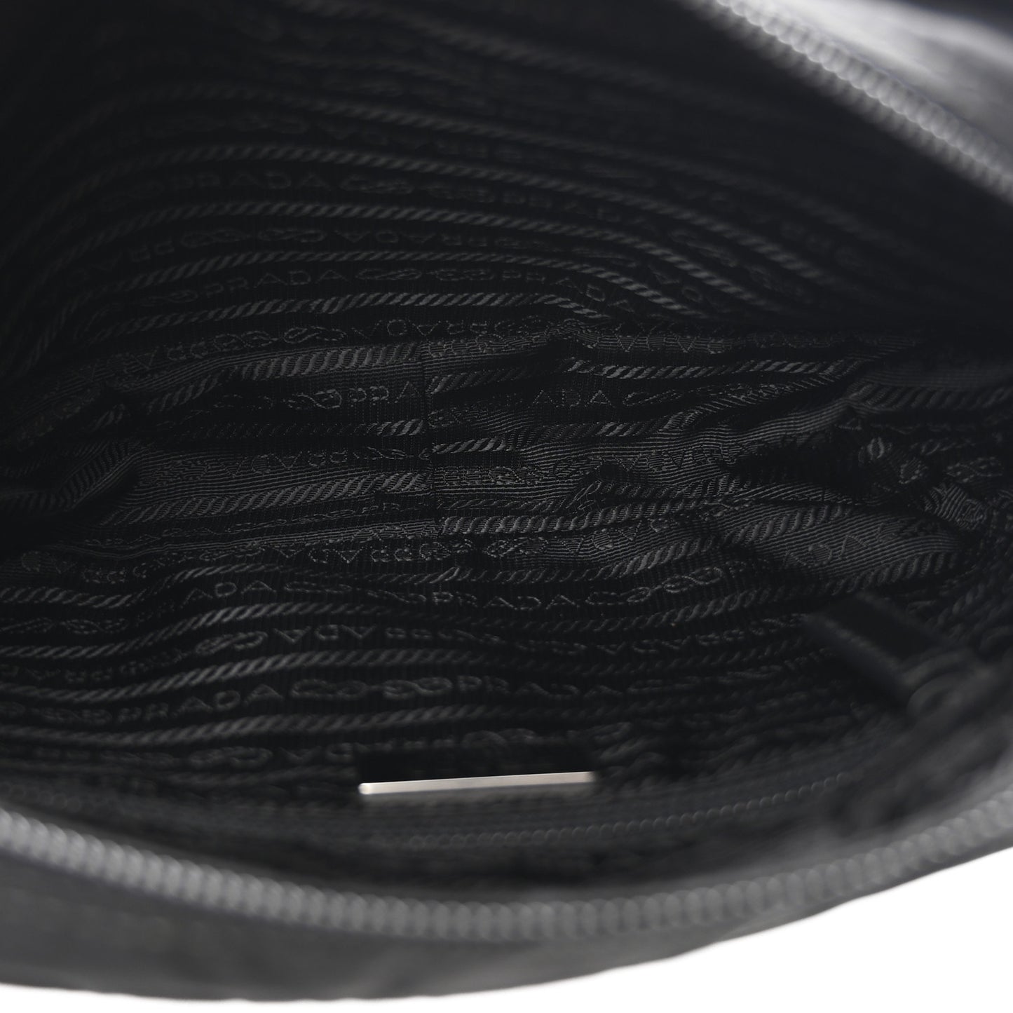 Re-Nylon Vela Saffiano Pocket Double Zip Shoulder Bag Black