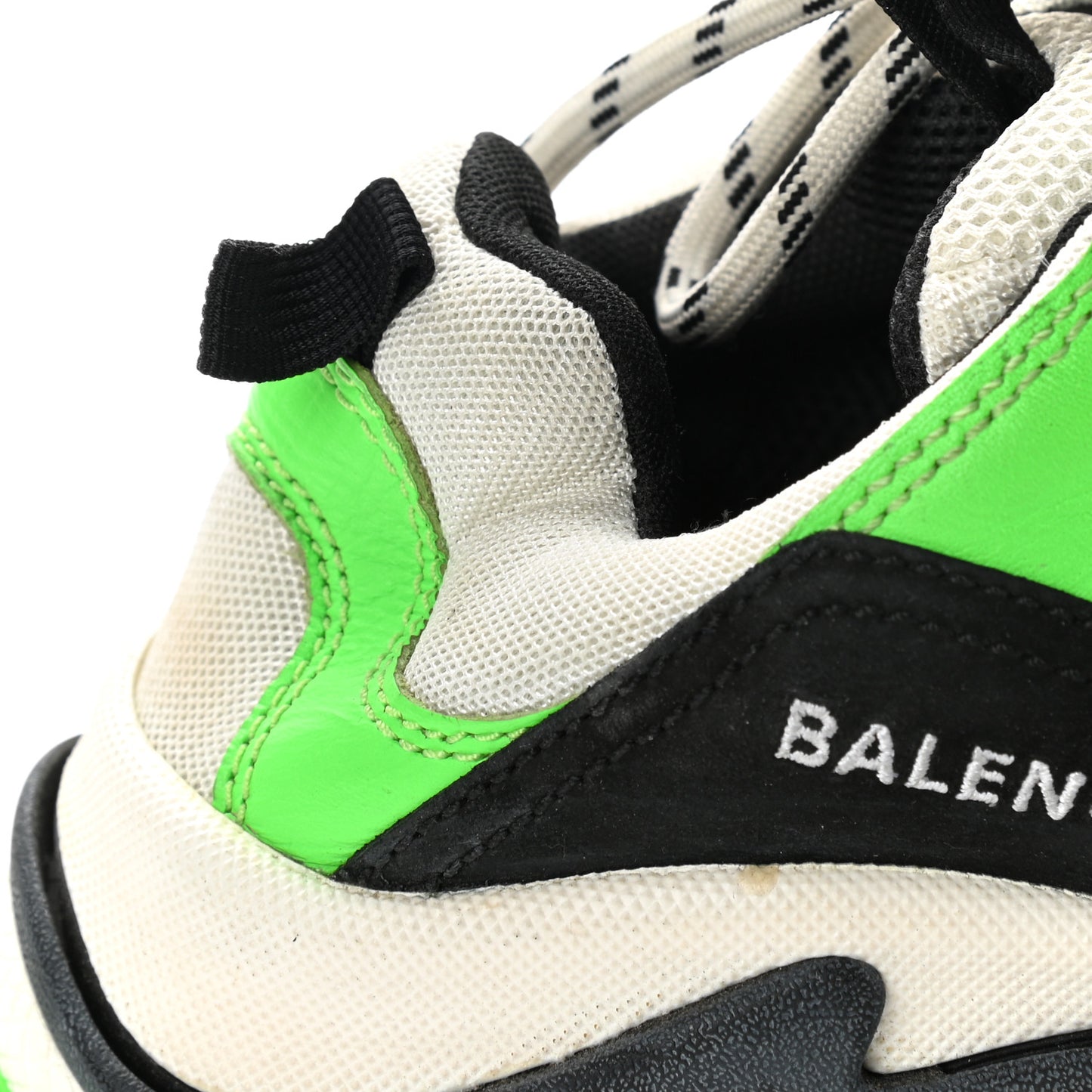 Fabric Mesh Womens Triple S Sneakers 38 White Green Fluo Black
