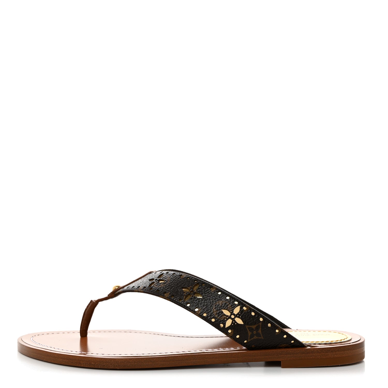 Louis Vuitton Monogram Sunny Flat Thong Sandals 37.5 Brown 1 of 9