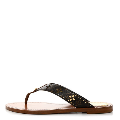 Louis Vuitton Monogram Sunny Flat Thong Sandals 37.5 Brown 1 of 9